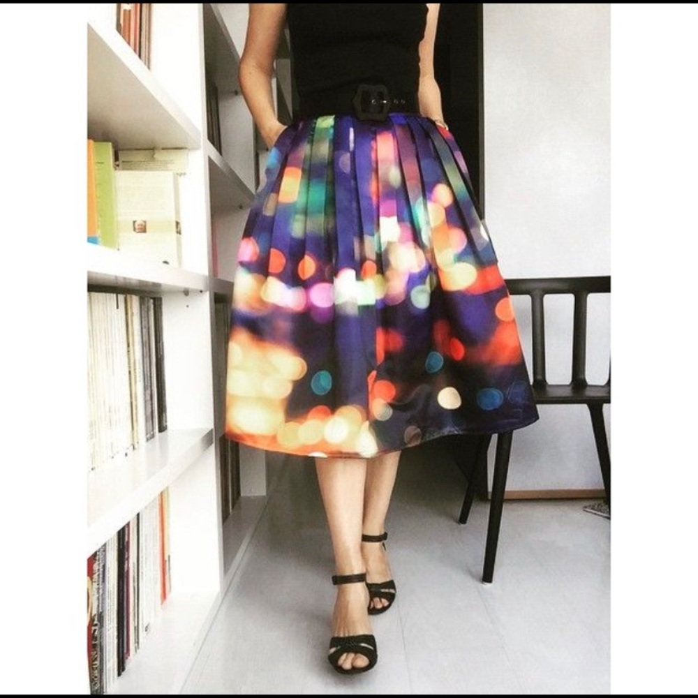 Chicwish stunning blue and multi colour midi skirt